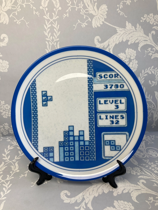 Delft plate, Delft style plate, Tetris, Tetris plate, china plate, unique gift, original gift, old skool, old school, arcade game, computer game, game boy