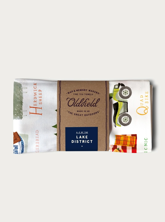 A-Z Lake District Tea Towel Folded and Packaged