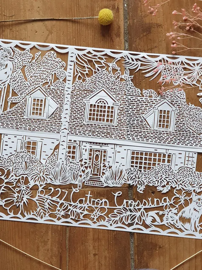 Personalised Full Size House Address Paper Cut
