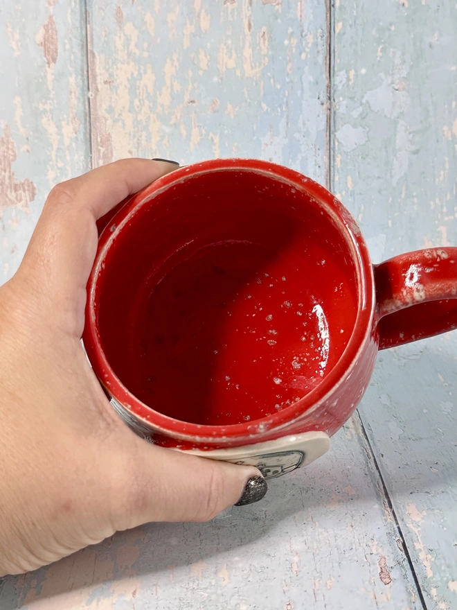 Red Christmas Snow Globe Mug