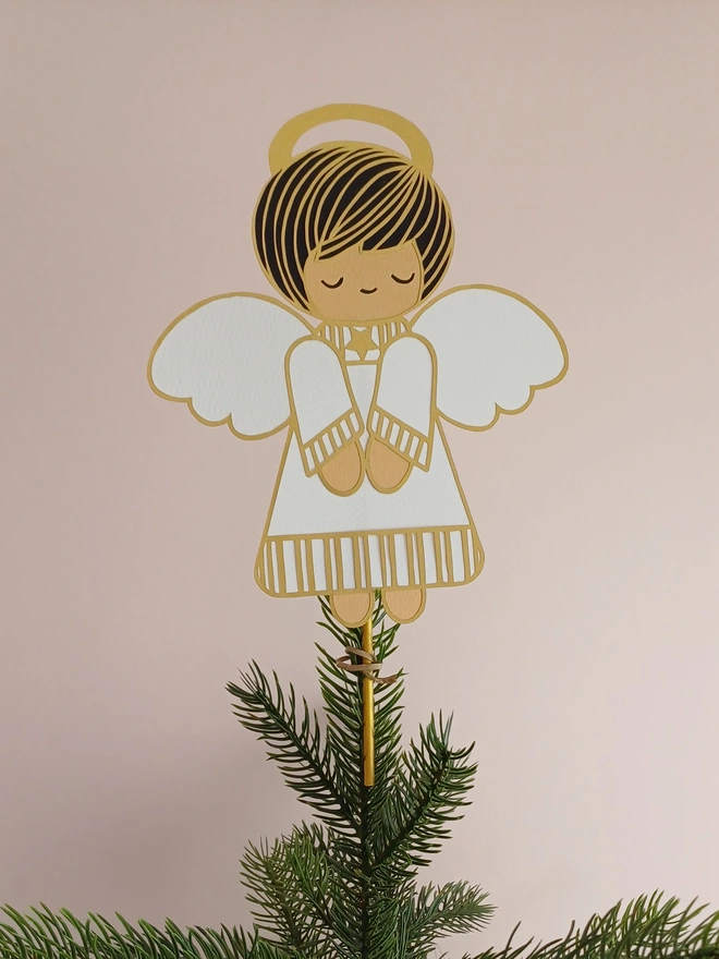 Christmas Angel Tree Topper golden skin tone