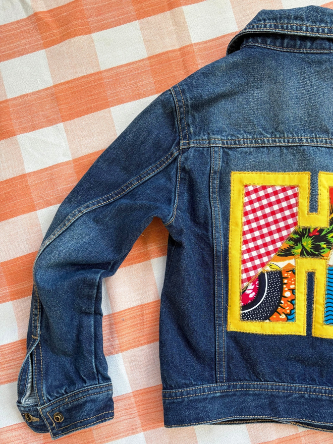 Monogrammed upcycled denim jacket