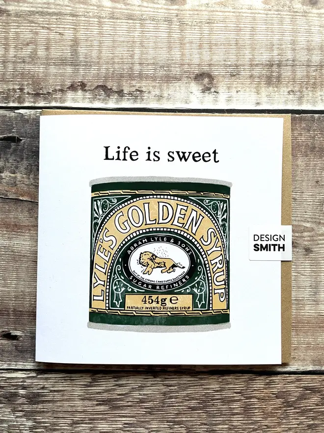 Life is Sweet Blank Greetings Card, with a brown envelope 