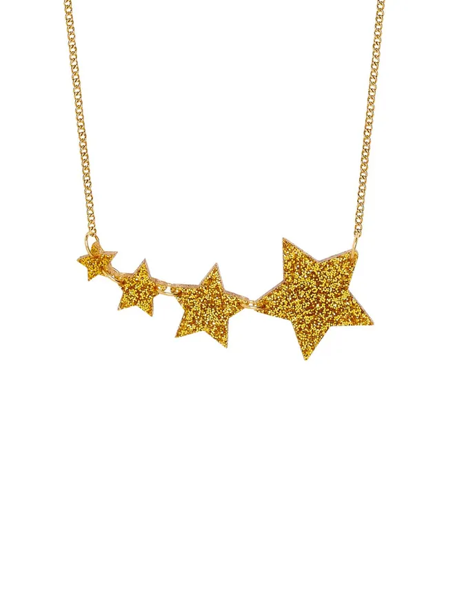 Shooting Star necklace in glitter gold