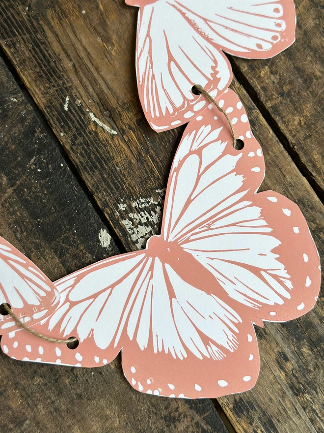 'Flutter' Butterfly Linocut Garland Hand Printed Bunting