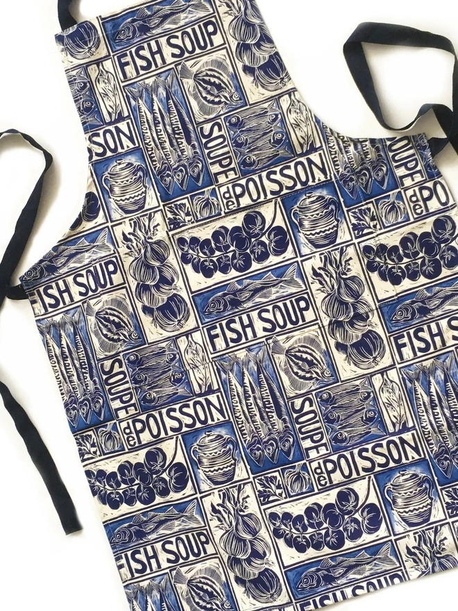 Fish Soup Illustrated Recipe Organic Cotton Apron