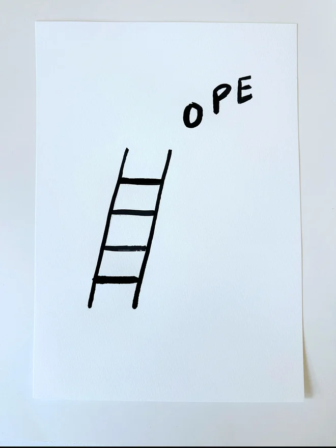 An ink drawing to represent the feeling of hope. It looks like a Hope ladder
