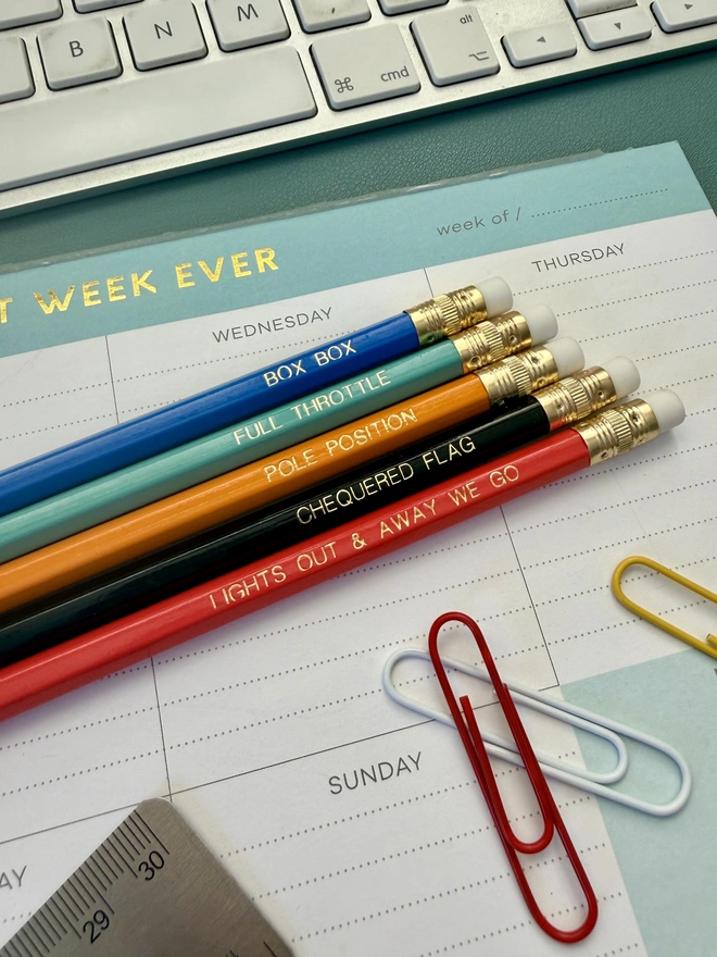 Formula One Set of 5 HB Pencils