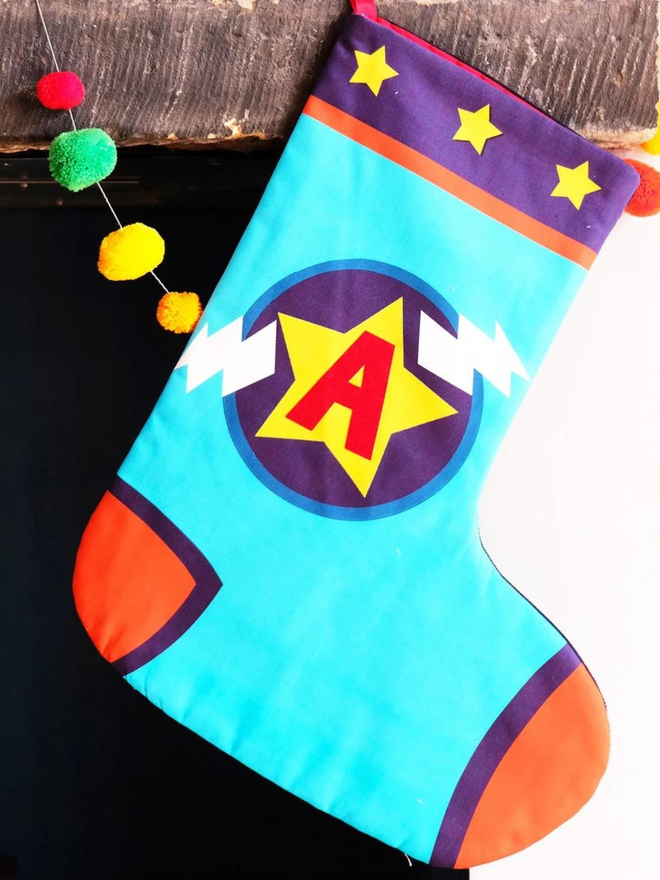 personalised superhero christmas stocking