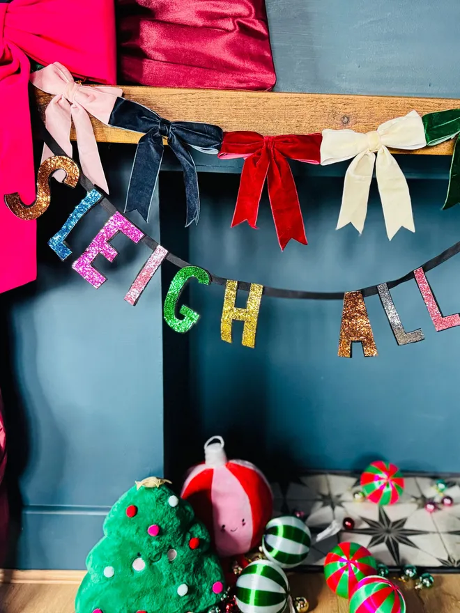Glitter sign glitter bunting Christmas bunting merry Christmas Christmas garland glitter garland fire place garland