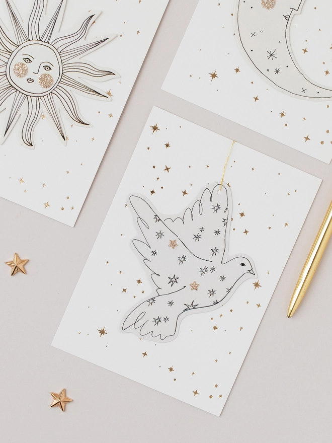 Dove Handfinished Papercut Christmas Decoration Card 
