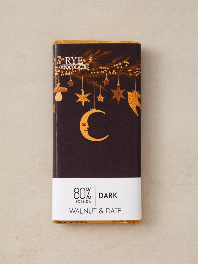 Walnut & Date Chocolate Bar - 80% Ugandan