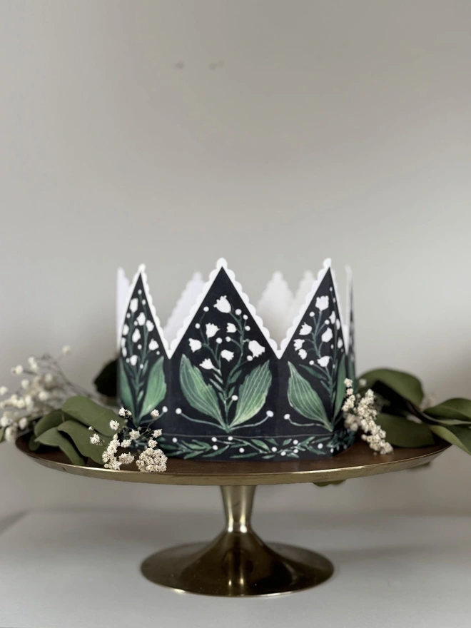 Lily Of The Valley Botanical Party Hat Crown Greeting Card