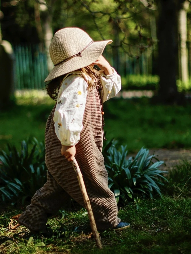 kids organic cotton waffle dungarees hero image