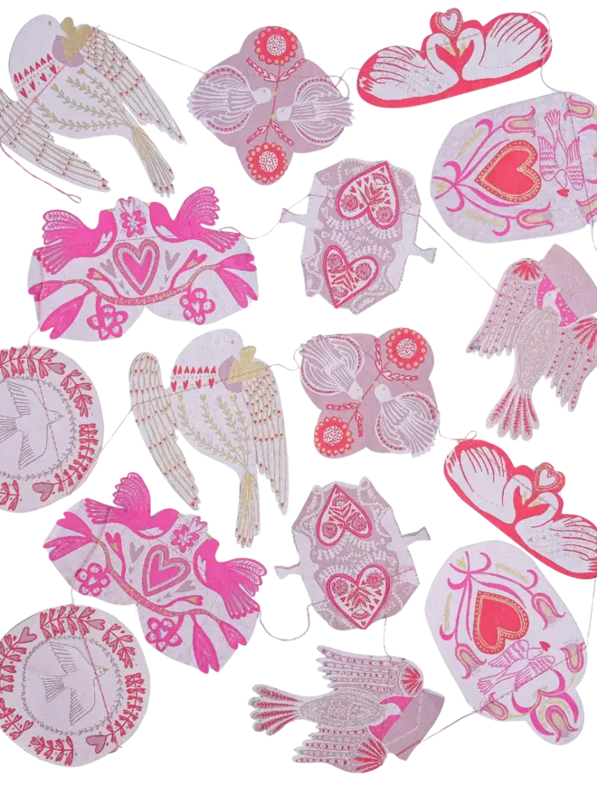 Love Birds Sewn Garland (Set Of 6)