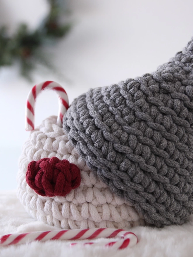 hand crocheted christmas basket gnome Zuri House 2