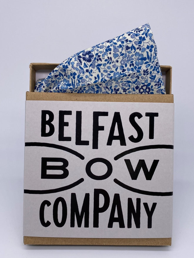 Navy Ditsy Floral Pocket Square handmade by the Belfast Bow Company