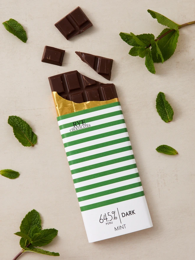 Mint Dark Chocolate Bar - 64.5% Peruvian