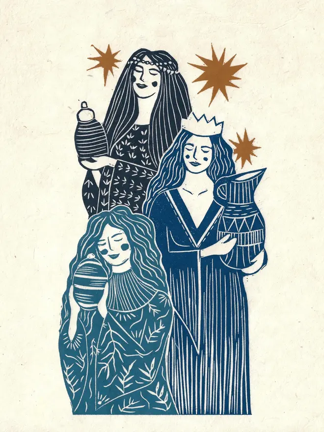 Three Wise Women Seasonal Card (Pack Of 1 Or 5)