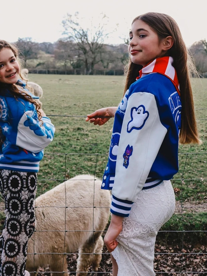Awesome Letterman Blue Snap Front Jacket 