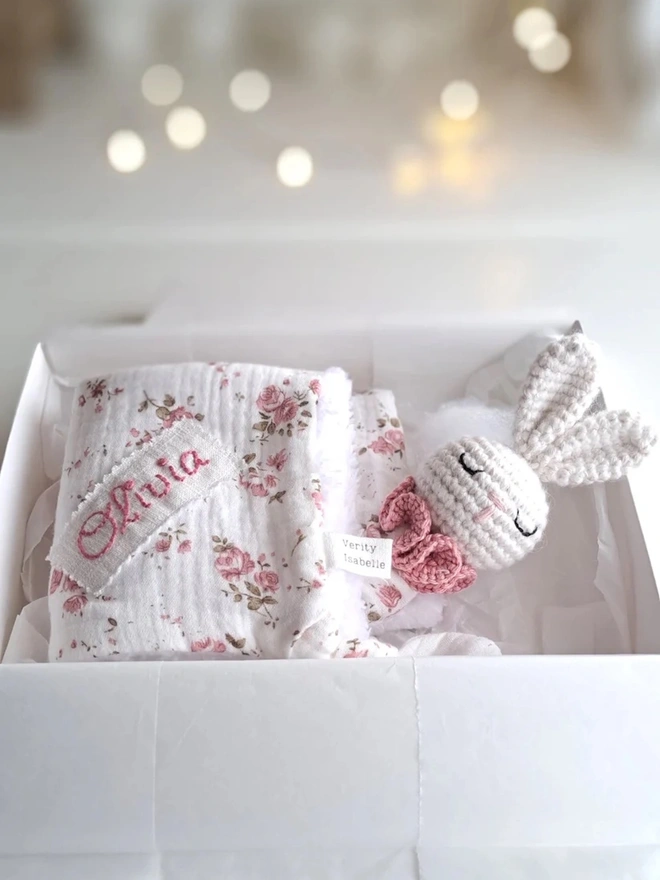 Personalised Pink Bunny Snuggle Comforter