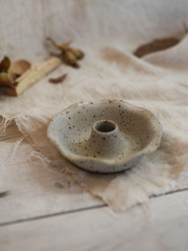 stoneware candlestick holder