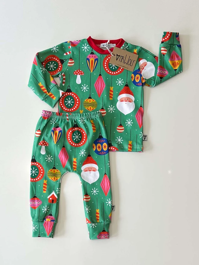 baby toddler lounge set for christmas, christmas print