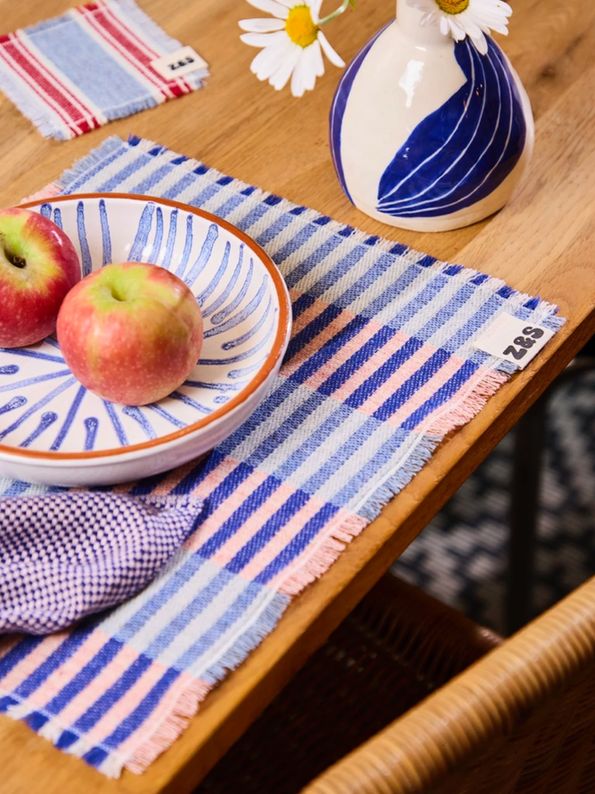 Blueberry Pie Placemats. A placemat on a table.