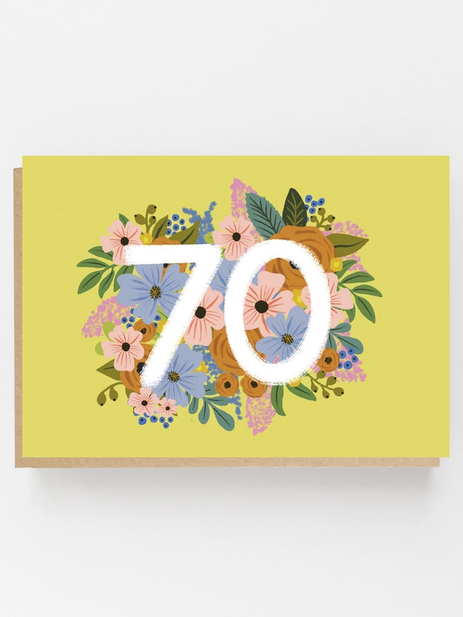 floral 70th birthday card