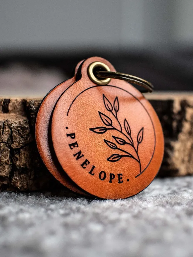 Fall Into Nature - Double Saddle Tan Leather ID Tag