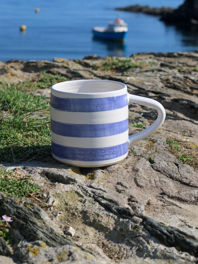 cornish stripe mug by the sea