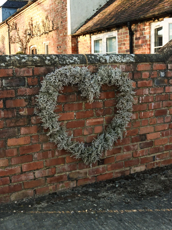 White floral dried heart 