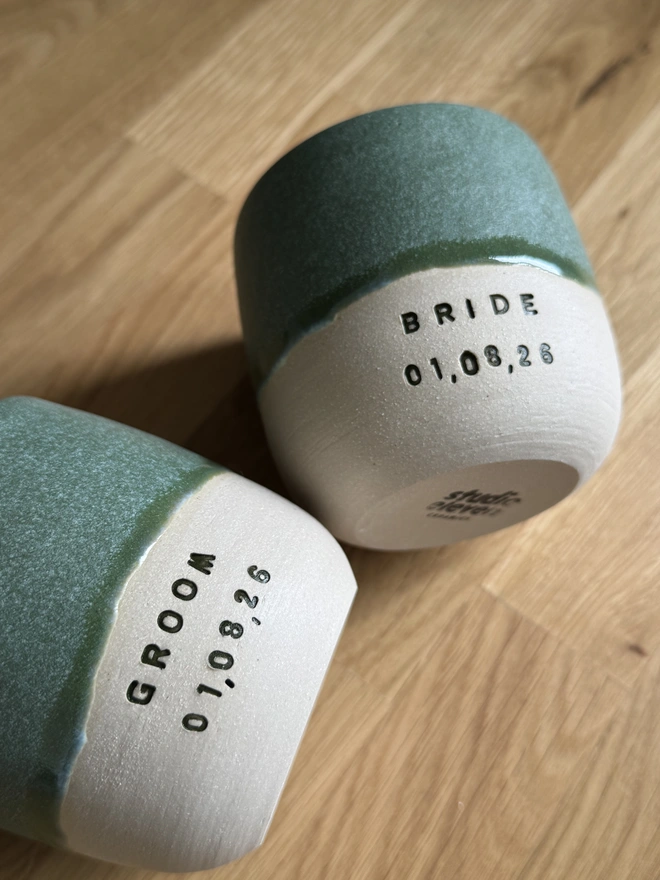 Personalised Bride and Groom Date coffee ceramics cups 