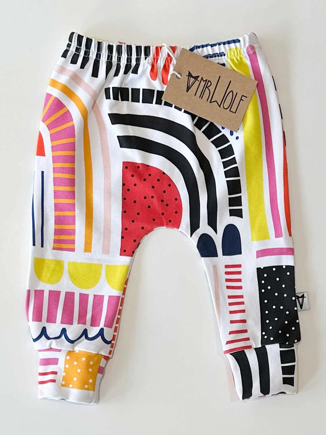 colour block print baby leggings, baby leggings, toddler leggings, colour block, art print