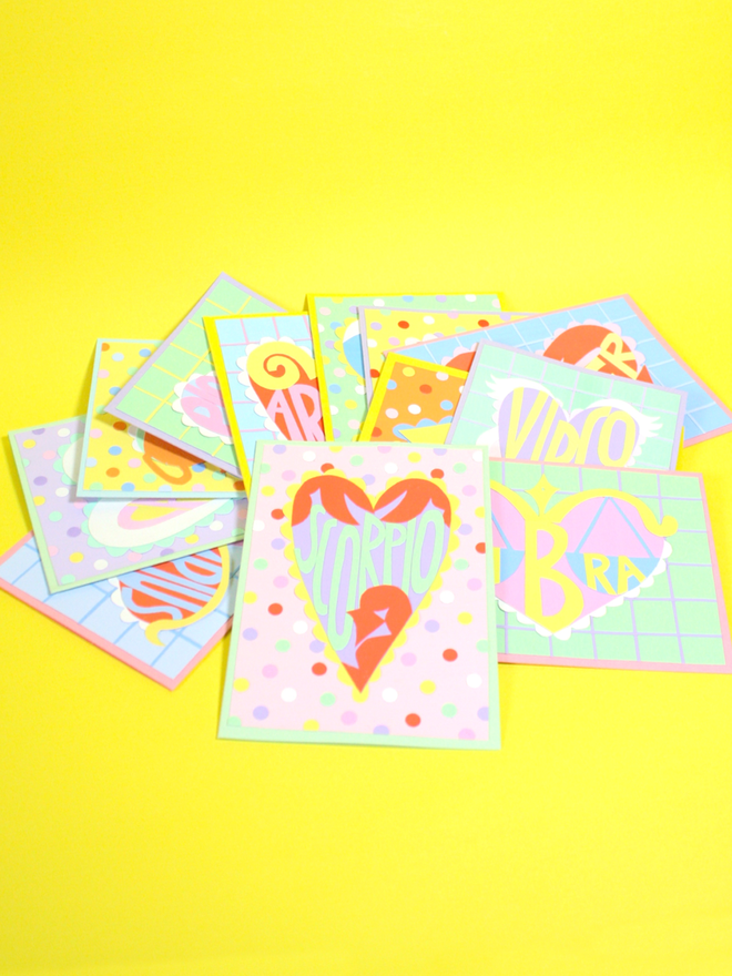 Handmade Star Sign Zodiac Collaged Cards