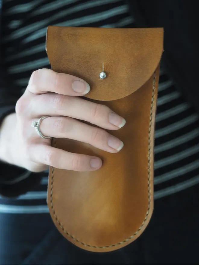 rounded leather glasses case