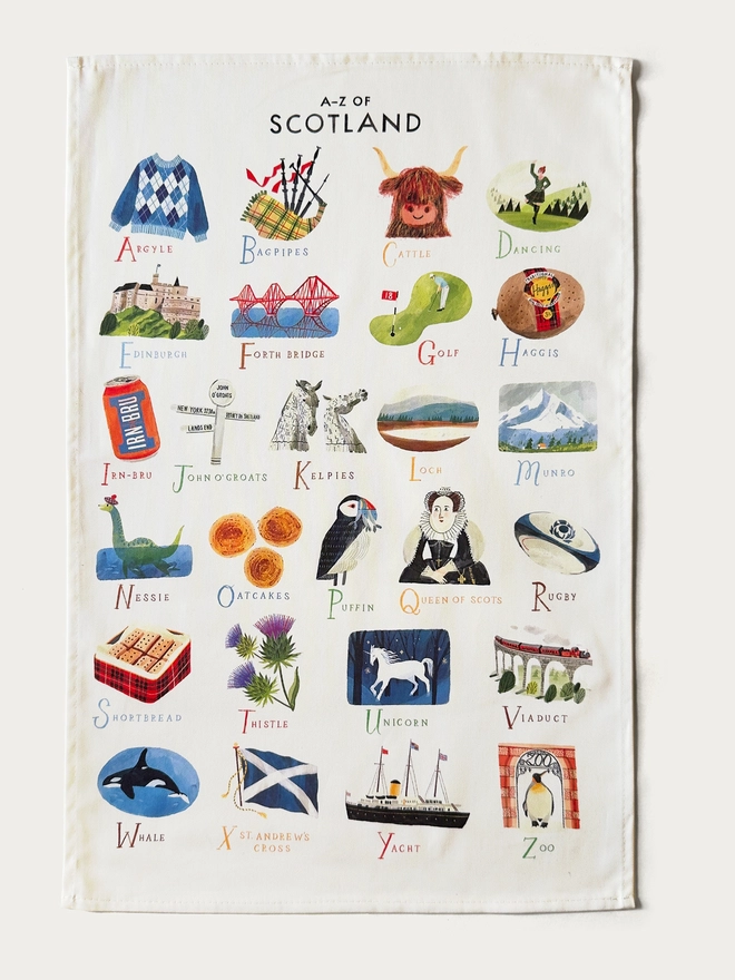 A-Z Scotland Tea Towel Full Tea Towel Image