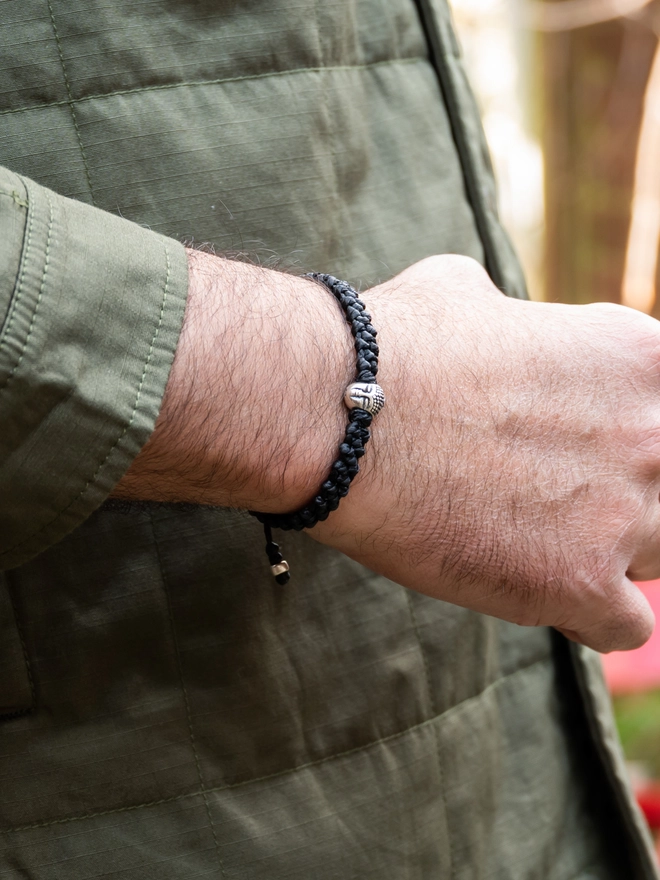 black rope bracelet with buddha for men