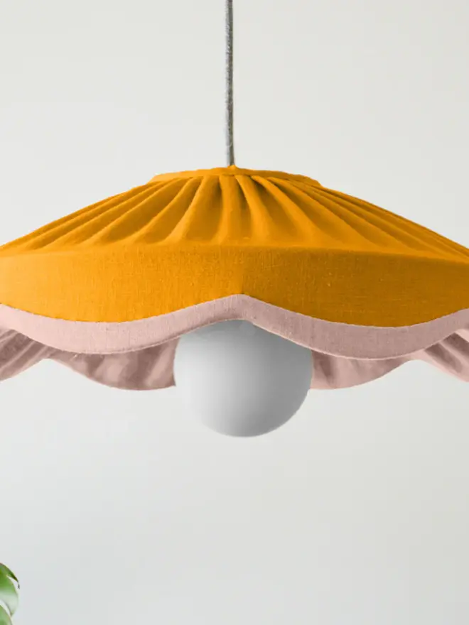 mustard and pink lampshade