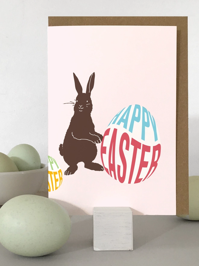Easter Bunny Card Pink Background