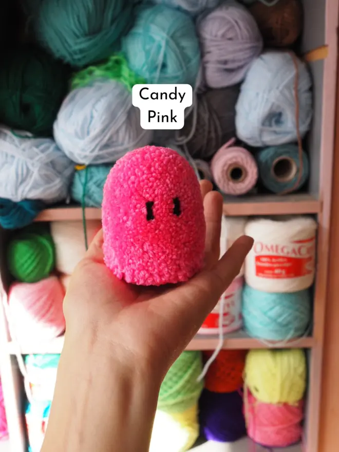 Candy Pink Ghost Pom Pom Desk Buddy