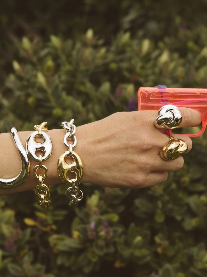 Loel Gold Mixed Metal Marina Link Bracelet