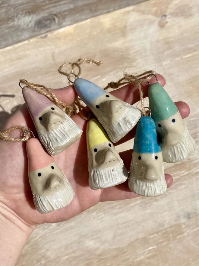 ceramic gnome hanging decorations