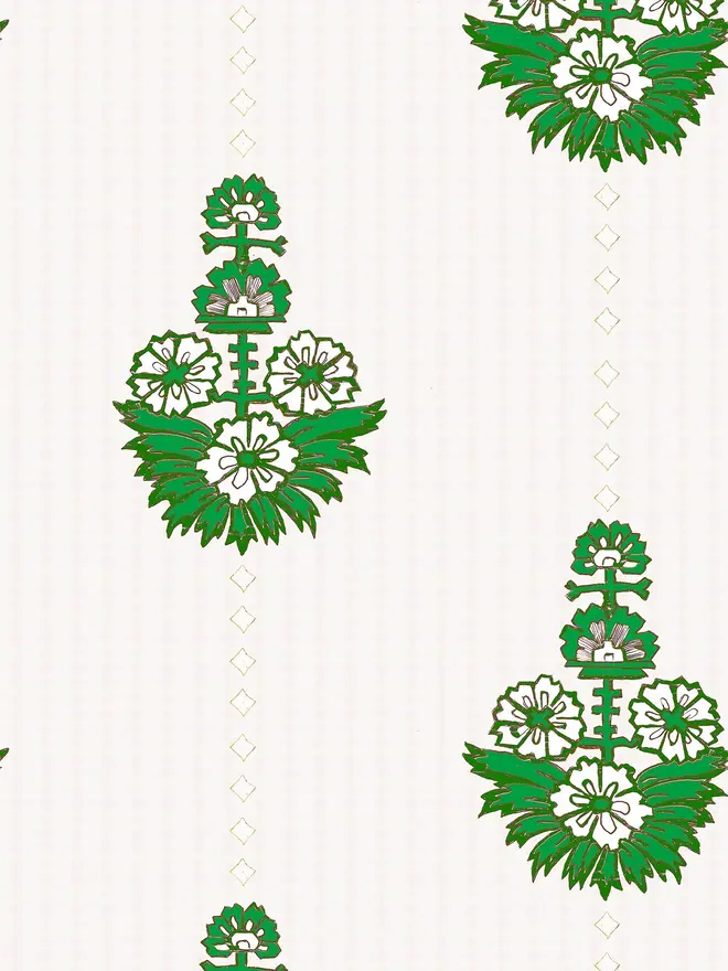 dana illustrated floral wallpaper. a white and green patterned wallpaper.