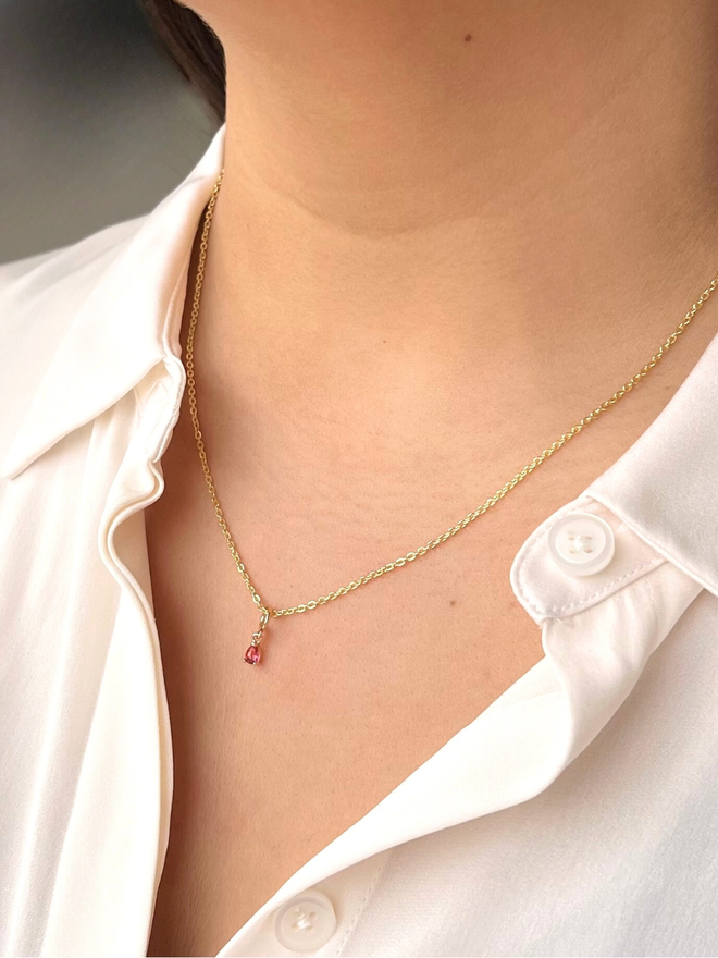 mini birthstone on fine gold chain necklace