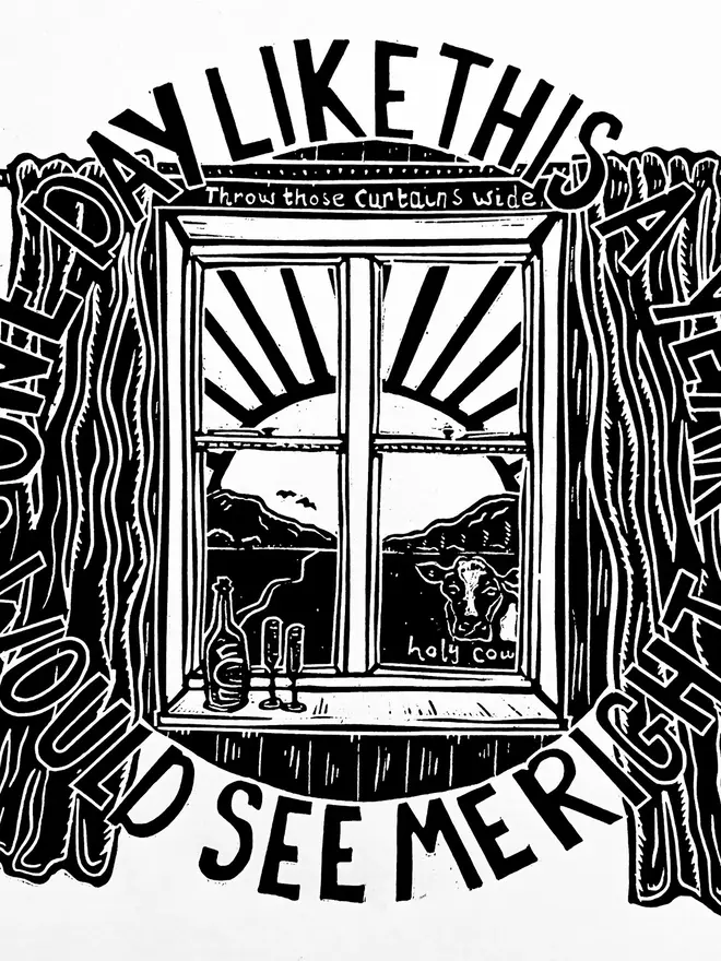 one day like this elbow lyric lino print