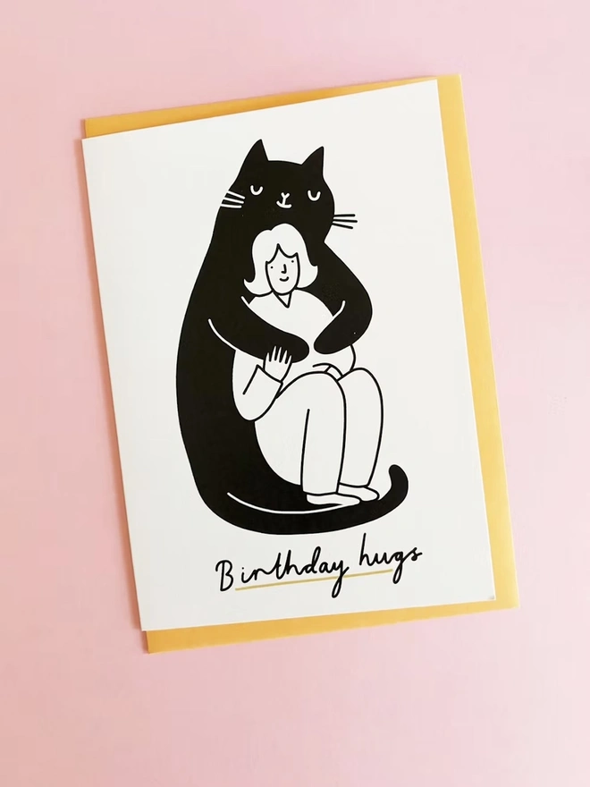'Birthday Hugs' Giant Cat Card