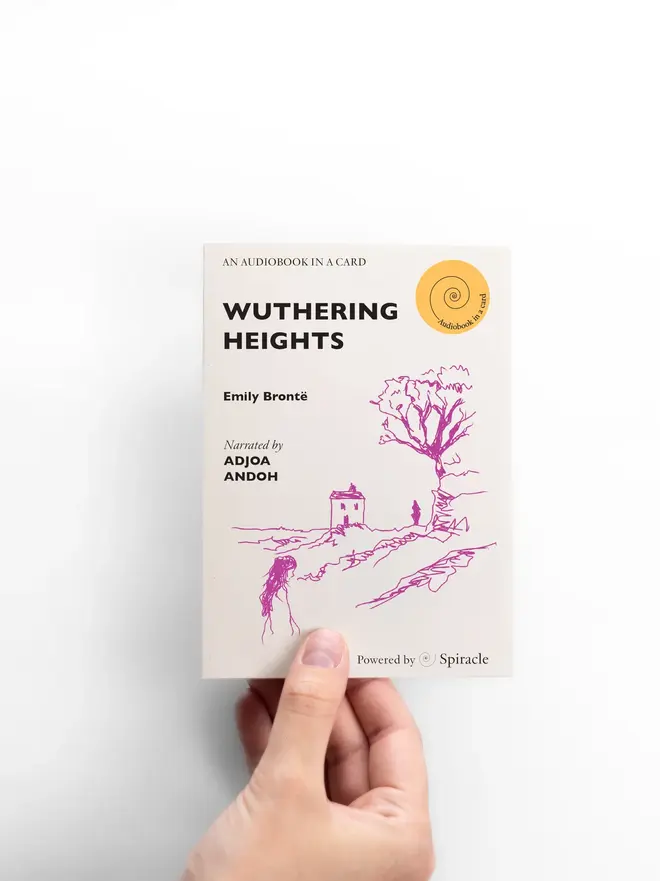 Wuthering Heights By Emily Brontë Audiobook In A Card, against a white background. 