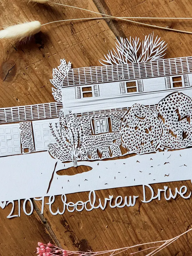 Personalised Full Size House Address Paper Cut