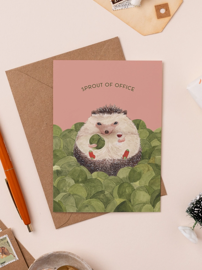 Sprout of office hedgehog card